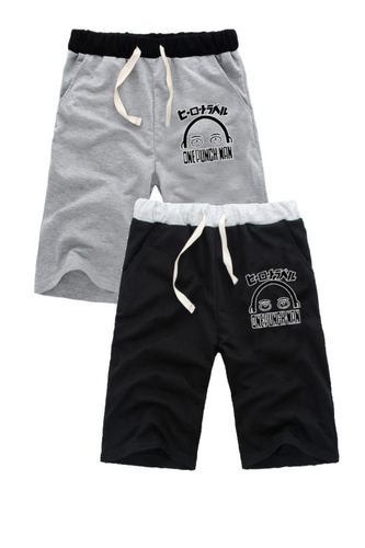 One Punch Man Saitama Gym Shorts - Black & Gray