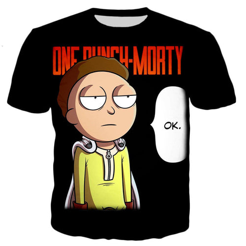 Rick and Morty One Punch Man Crossover Allover Print T-Shirt