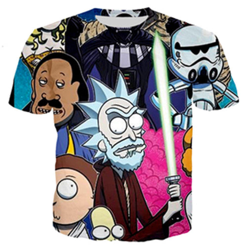 Rick and Morty Star Wars Allover Print T-Shirt