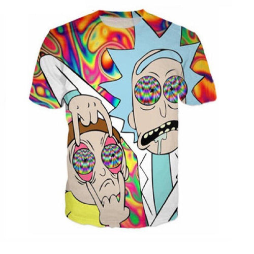 Rick and Morty Psychedelic Allover Print T-Shirt