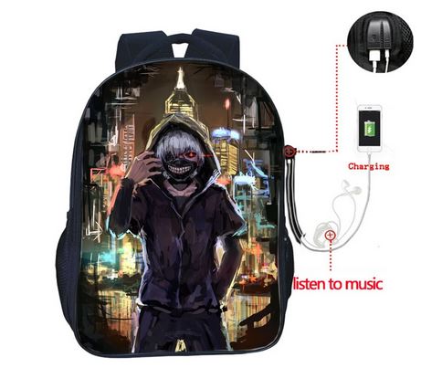 Tokyo Ghoul Ken Kaneki USB Charger Backpack