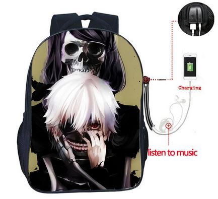 Ken Kaneki & Death Tokyo Ghoul Backpack with USB Charger