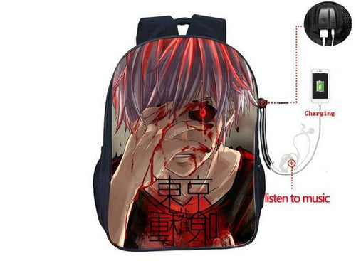 Bloody Ken Kaneki Tokyo Ghoul Backpack with USB Charger