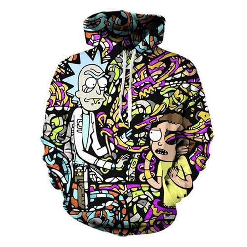 Rick and Morty Psychedelic Allover Print Hoodie